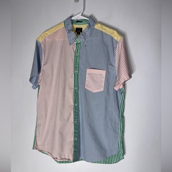 J. Crew Factory Other - J Crew Factory Shirt XL Pastel Button Down Slim Fit Patchwork Plaid Flex Washed‎
